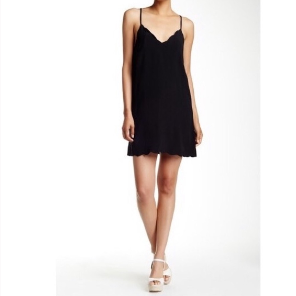ASTR the Label Scallop Edge Silk Blend Slip Dress